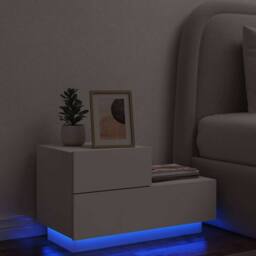 Berkfield Home Decorative Bedside Cabinet with LED Lights White 70x36x40.5 cm - thumbnail 2