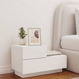 Berkfield Home Decorative Bedside Cabinet with LED Lights White 70x36x40.5 cm - thumbnail 1