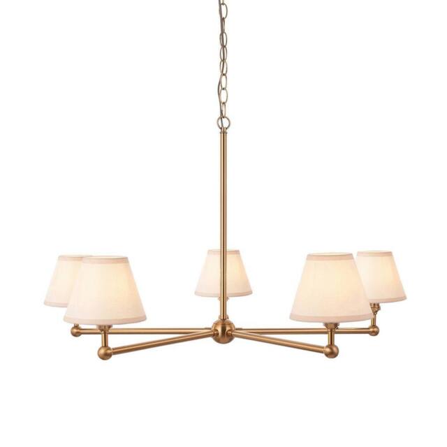Netlighting Santiago Pendant Fabric Ivy Shade 16cm 5x B22 in White - image 1