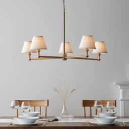 Netlighting Santiago Pendant Fabric Ivy Shade 16cm 5x B22 in White - thumbnail 2