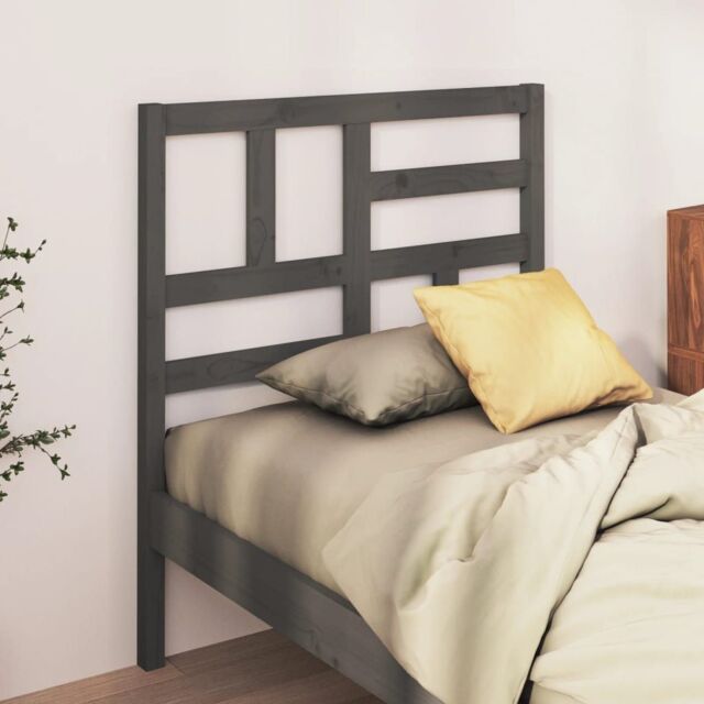 Berkfield Home Bed Headboard Grey 81x4x104 cm Solid Wood Pine - Size: 81 x 4 x 104 cm - image 1