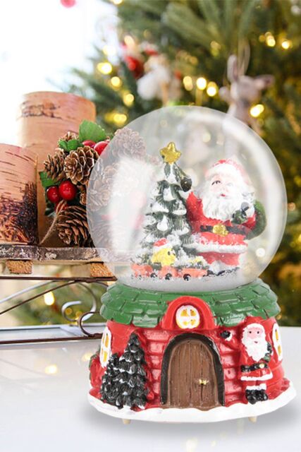 Living and Home Santa Claus Glowing Musical Crystal Ball Christmas Glass Ornament in Red - image 1