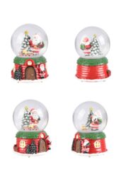 Living and Home Santa Claus Glowing Musical Crystal Ball Christmas Glass Ornament in Red - thumbnail 2