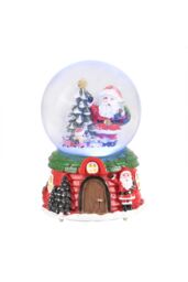 Living and Home Santa Claus Glowing Musical Crystal Ball Christmas Glass Ornament in Red - thumbnail 3