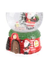 Living and Home Santa Claus Glowing Musical Crystal Ball Christmas Glass Ornament in Red - thumbnail 5