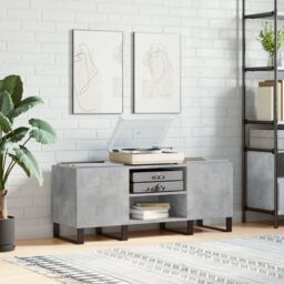 Berkfield Home Record Cabinet Concrete Grey 121x38x48 cm Engineered Wood - Size: 121 x 38 x 48 cm