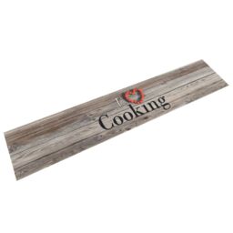 Berkfield Home Kitchen Rug Washable Cooking Grey 60x300 cm Velvet - thumbnail 1
