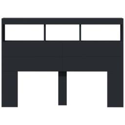 Berkfield Home Headboard Cabinet with LED Black 140x17x102 cm - Size: 140 x 17 x 102 cm - thumbnail 6