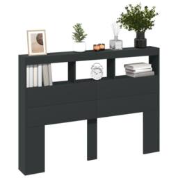 Berkfield Home Headboard Cabinet with LED Black 140x17x102 cm - Size: 140 x 17 x 102 cm - thumbnail 5