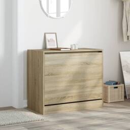 Berkfield Home Shoe Cabinet Sonoma Oak 80x42x69 cm Engineered Wood in Light Tan - Size: 80 x 42 x 69 cm