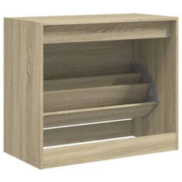 Berkfield Home Shoe Cabinet Sonoma Oak 80x42x69 cm Engineered Wood in Light Tan - Size: 80 x 42 x 69 cm - thumbnail 7