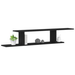 Berkfield Home Black Oak Wall-Mounted TV Shelf - 125x18x23 cm, Made from Engineered Wood - Size: 125 x 18 x 23 cm - thumbnail 3