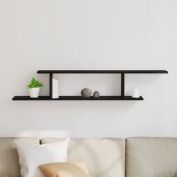 Berkfield Home Black Oak Wall-Mounted TV Shelf - 125x18x23 cm, Made from Engineered Wood - Size: 125 x 18 x 23 cm - thumbnail 4
