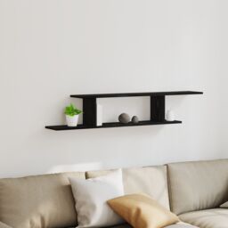 Berkfield Home Black Oak Wall-Mounted TV Shelf - 125x18x23 cm, Made from Engineered Wood - Size: 125 x 18 x 23 cm - thumbnail 1
