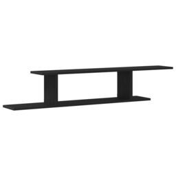 Berkfield Home Black Oak Wall-Mounted TV Shelf - 125x18x23 cm, Made from Engineered Wood - Size: 125 x 18 x 23 cm - thumbnail 2