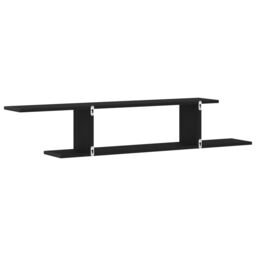 Berkfield Home Black Oak Wall-Mounted TV Shelf - 125x18x23 cm, Made from Engineered Wood - Size: 125 x 18 x 23 cm - thumbnail 5