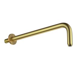 Nes Home 336mm Wall Mounting Brass Round Shower Arm Brushed Brass in Metallic Gold - thumbnail 1