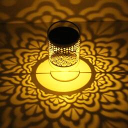 Obasyhig Style 1 Solar-Powered Wrought-Iron Openwork Table Lamp in White - thumbnail 4