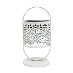 Obasyhig Style 1 Solar-Powered Wrought-Iron Openwork Table Lamp in White - thumbnail 1