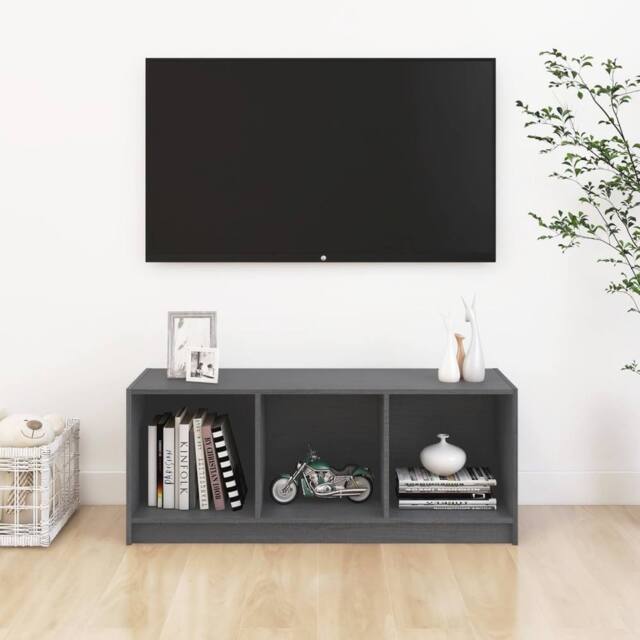 Berkfield Home TV Cabinet Grey 104x33x41 cm Solid Pinewood - Size: 104 x 33 x 41 cm - image 1