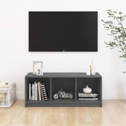 Berkfield Home TV Cabinet Grey 104x33x41 cm Solid Pinewood - Size: 104 x 33 x 41 cm - thumbnail 1