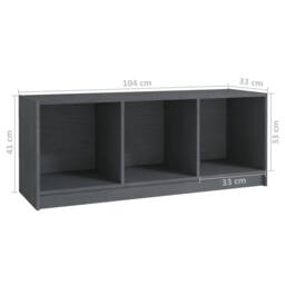 Berkfield Home TV Cabinet Grey 104x33x41 cm Solid Pinewood - Size: 104 x 33 x 41 cm - thumbnail 8