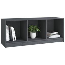 Berkfield Home TV Cabinet Grey 104x33x41 cm Solid Pinewood - Size: 104 x 33 x 41 cm - thumbnail 4