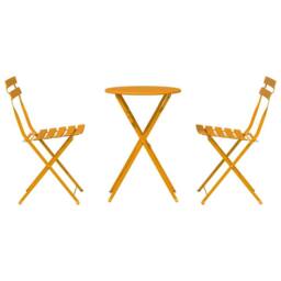 Berkfield Home Modern 3-Piece Folding Bistro Set in Mustard Yellow Steel - thumbnail 7