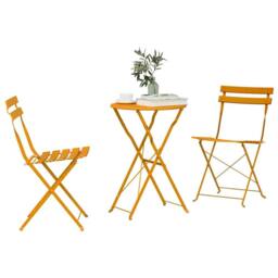 Berkfield Home Modern 3-Piece Folding Bistro Set in Mustard Yellow Steel - thumbnail 1
