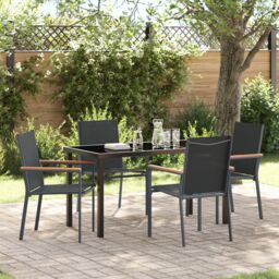Berkfield Home 5 Piece Garden Dining Set Black Textilene & Steel