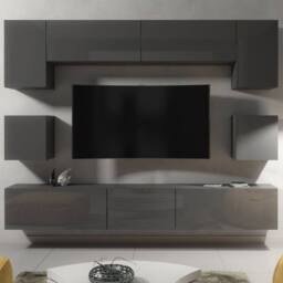 Creative Furniture Panorama Wall TV Unit - Dark Grey with Gloss Doors