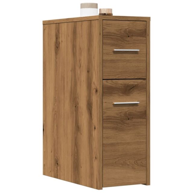 Berkfield Home Narrow Bathroom Cupboard with Wheels Artisian Oak Engineered Wood in Brown - image 1