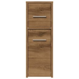Berkfield Home Narrow Bathroom Cupboard with Wheels Artisian Oak Engineered Wood in Brown - thumbnail 4
