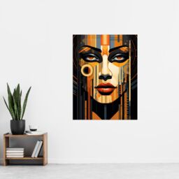 "Artery8 Wall Art Print Gold Art Deco Futuristic Abstract Bold Striking Artwork Woman Face Metropolis Painting Poster - Size: W12"" x H16""" - thumbnail 4