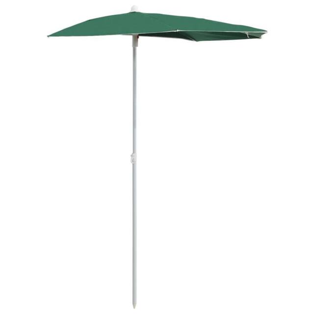 Berkfield Home Garden Half Parasol with Pole 180x90 cm Green - image 1