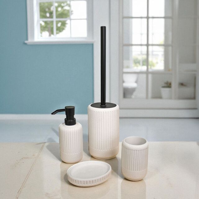 Showerdrape Alexandria Stone 4 Piece Bathroom Accessory Set in Beige - image 1