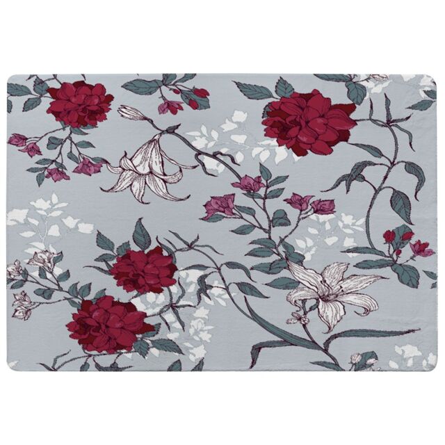 Benjamin Tate Design Red & White Winter Floral Rug in Natural - Size: Large - image 1