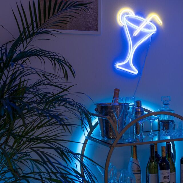 ValueLights Cocktail Glass Neon Blue & Yellow Light Decoration - image 1