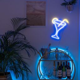 ValueLights Cocktail Glass Neon Blue & Yellow Light Decoration - thumbnail 3