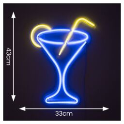 ValueLights Cocktail Glass Neon Blue & Yellow Light Decoration - thumbnail 5