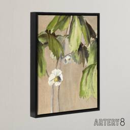 "Artery8 May Apple Flower Watercolour Framed Canvas Wall Art Print Overbeck in Beige - Size: W24"" x H32""" - thumbnail 2