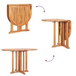 Berkfield Home Folding Butterfly Garden Table 120x70x75 cm Solid Teak Wood in Brown - Size: 120 x 70 x 75 cm - thumbnail 6