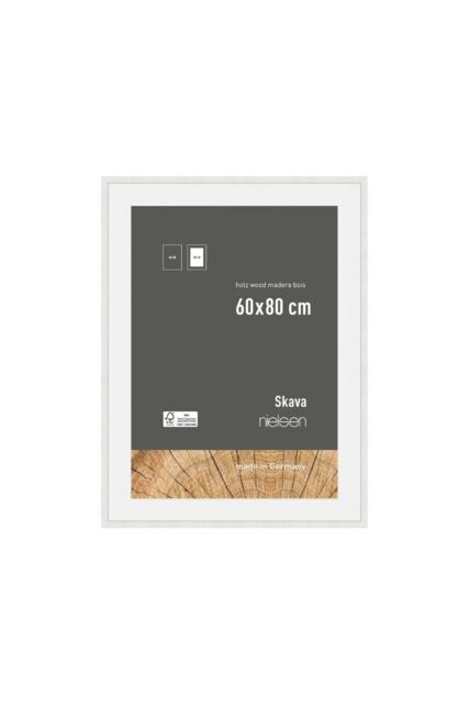 nielsen Skava 60 x 80cm Wooden Picture Frame With 50x70cm Mount & Glass Front in White - Size: 60 x 80 cm - image 1