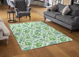 Benjamin Tate Design Mixed Green Leaves Rug in Natural - Size: Large - thumbnail 2