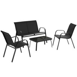tectake Garden Furniture Set Nora in Black - Size: 4 Person - thumbnail 1