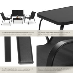 tectake Garden Furniture Set Nora in Black - Size: 4 Person - thumbnail 5