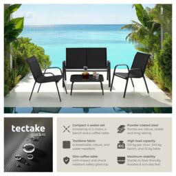 tectake Garden Furniture Set Nora in Black - Size: 4 Person - thumbnail 2