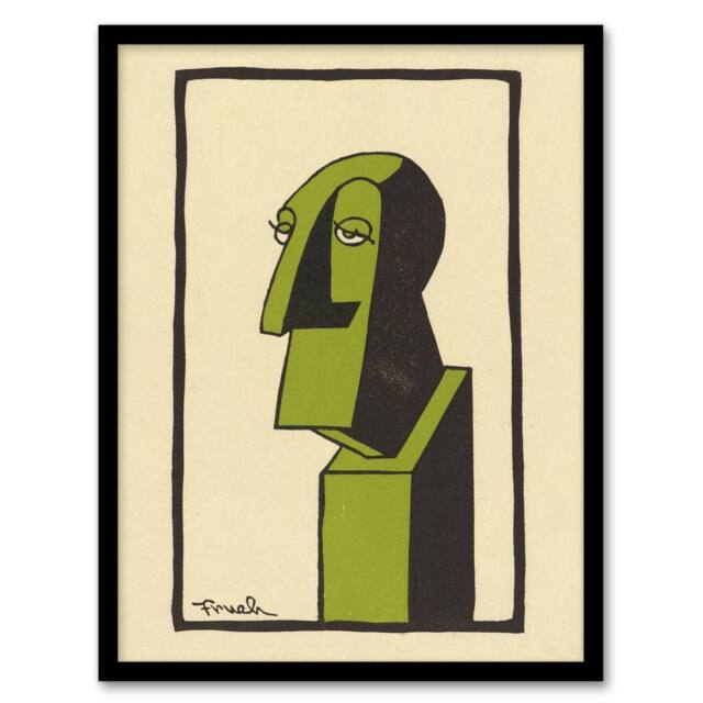 Artery8 Alfred Frueh John Drew Actor Caricature Portrait Framed Wall Art Print in Beige - Size: A4 - image 1