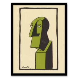 Artery8 Alfred Frueh John Drew Actor Caricature Portrait Framed Wall Art Print in Beige - Size: A4 - thumbnail 1
