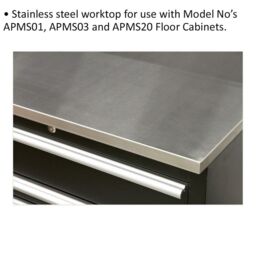 Loops 775mm Stainless Steel Worktop for ys02601 ys02603 & ys02620 Floor Cabinets in Metallics - thumbnail 2